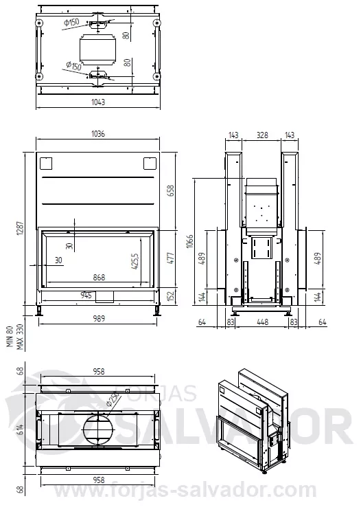Plano de medidas Argento 1050 DH (Doble cara)