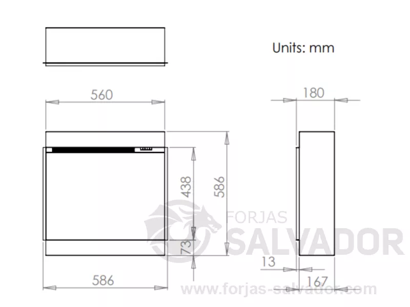 Plano de medidas Charlton & Jenrick I560E Slimline