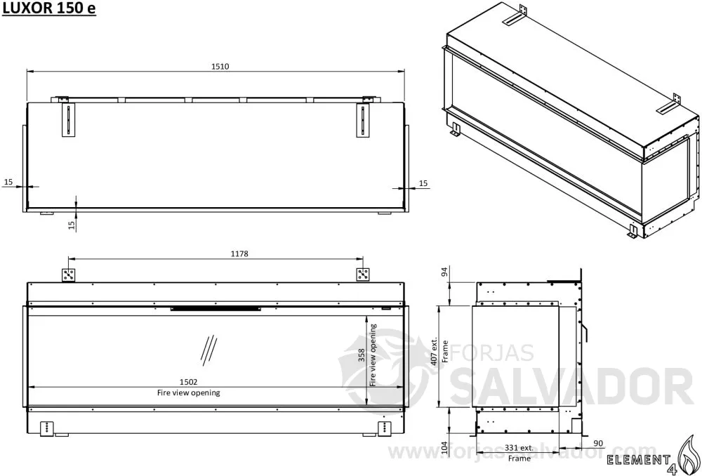 Plano de medidas Element4 Luxor 150 E