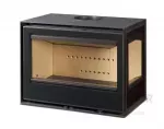 La estufa Rocal Habit 76 LD ofrece una visión panorámica del fuego gracias a su diseño con cristal lateral derecho, aportando calidez y estilo a tu hogar.