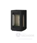 Detalle de la puerta de cristal de la estufa Hergom Glow Suspendida con sistema Airwash