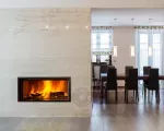 Hogar de leña ARGENTO 1200 H  – amplio cristal horizontal para visión panorámica del fuego