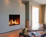 Hogar de leña LUNA DIAMOND 1000 V – visión frontal panorámica del fuego