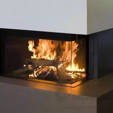 Cristal panorámico lateral y frontal — hogar esquinero LUNA DIAMOND 1100 CL/CR