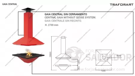 Medidas Traforart Gaia Central sin cerramiento