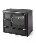 Cocina de leña Hergom Eclecsys100 CC SE con diseño moderno y encimera de hierro fundido.