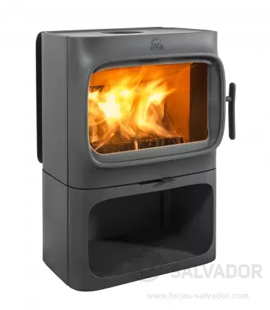 Estufa Jøtul F305 Base en hierro fundido con diseño moderno y cámara amplia.